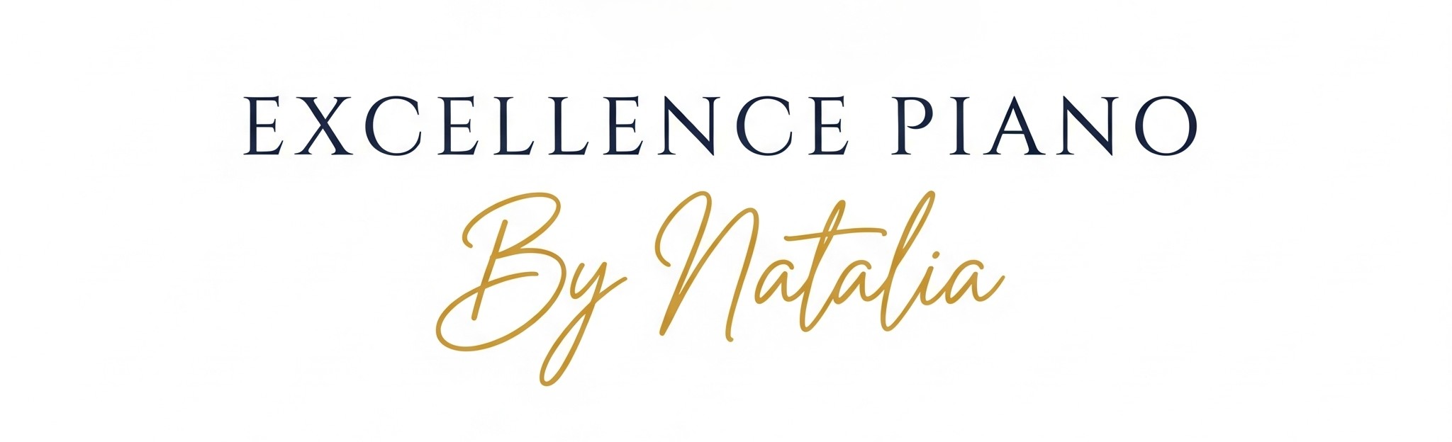 Logo Excellence Piano by Natalia, piano doré sur fond blanc
